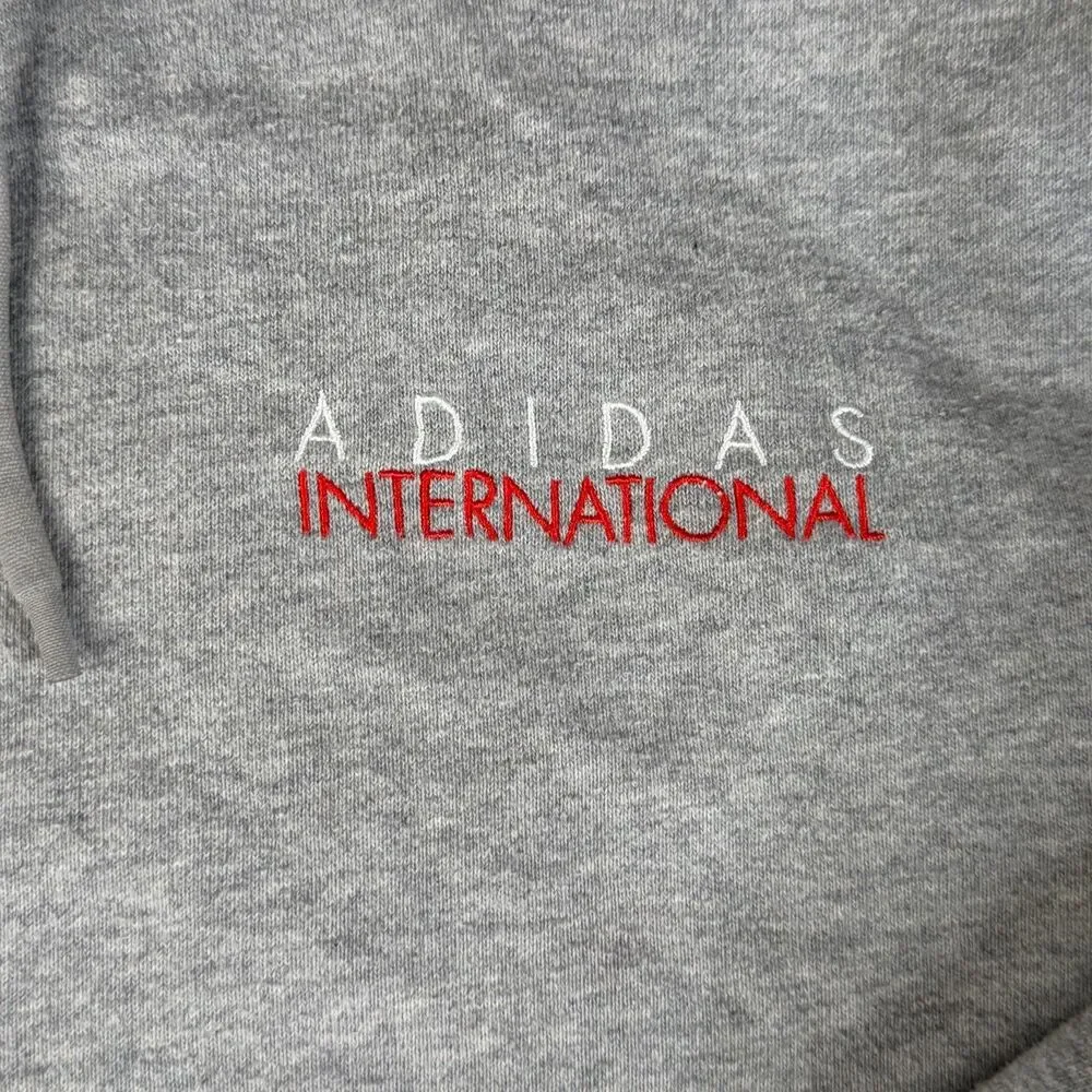 ADIDAS Originals Hoodie Mens L Gray International Sports Club Fleece Trefoil
